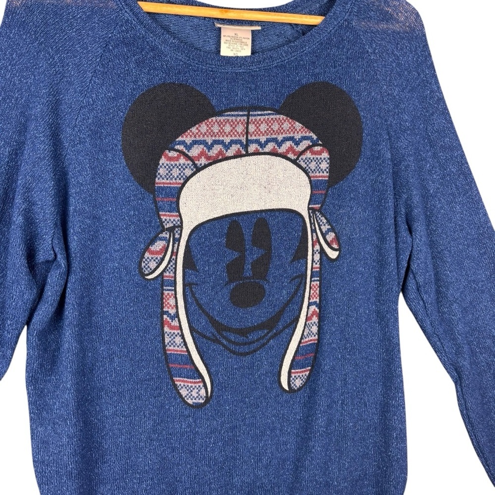 Disney Parks Mickey Mouse Winter Hat Blue Sweater – Sz XL (Excellent Condition) - Picture 2 of 9